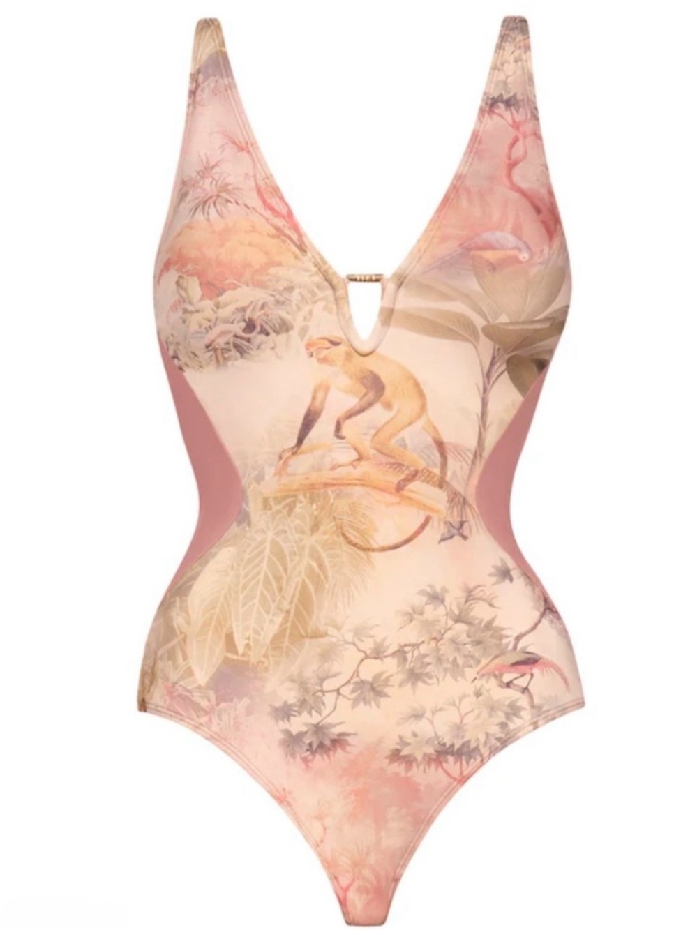 New Ta3 Contour Cheeky Monkey Rose Plungey Triangle One Piece Swimsuit